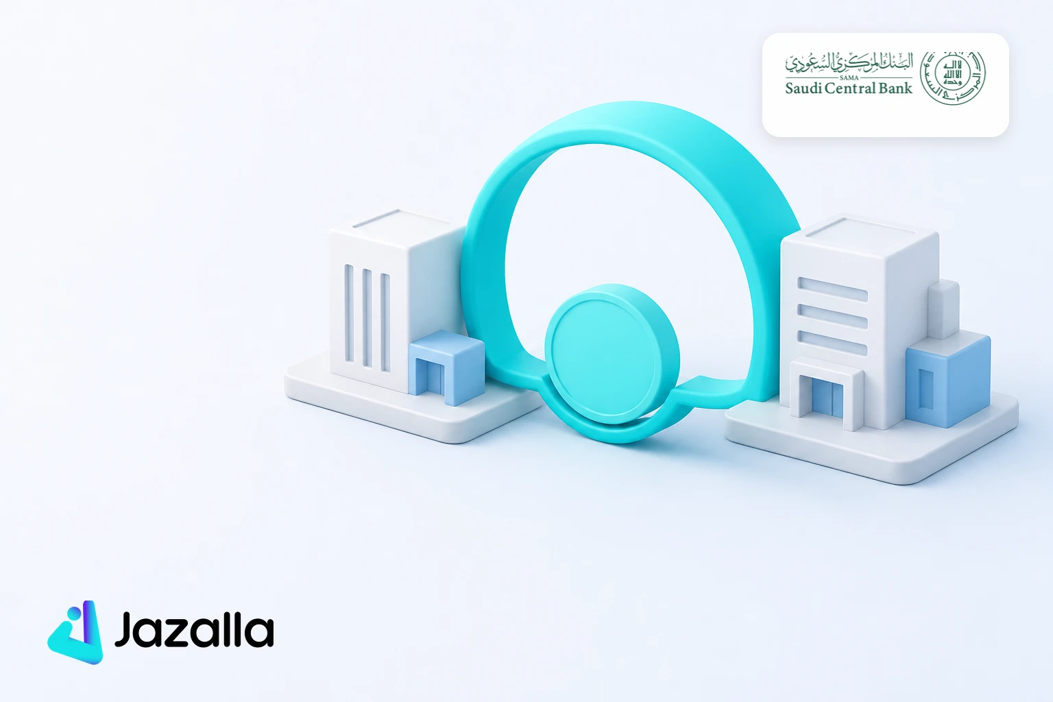 Secure digital payment moving between two Saudi businesses through controlled checkpoints
